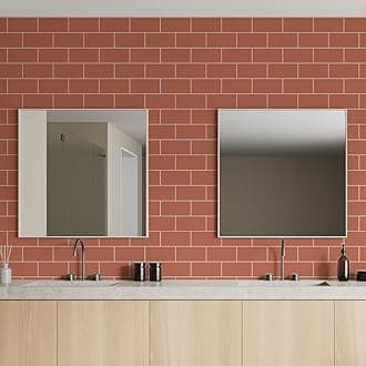 27Pcs Alwayspon Wall Tile Transfers Sticker for Home Decor, Peel and Stick Self-Adhesive Splashback, Stick on Tile Decals for Living Room Kitchen Bathroom Decor, Brick Red