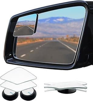 Ampper Rhombus Shaped Blind Spot Mirror, HD Glass Frameless Convex Wide Angle Rearview Blindspot Car Mirror for Car SUV and Truck (Pack of 2)