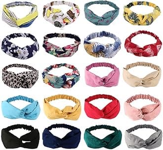 AHONEY 20 Pack Headbands for Girls Head Band for Women's Hair Cute Boho Headband Elastic Stretchy Twist Knotted Hair bands Yoga Beach Vintage Hair Styling Accessories for Women
