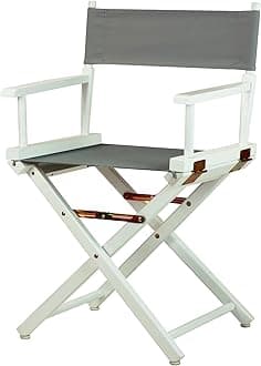 Casual Home 18" White Frame-Gray Canvas Director Chair, Classic Height