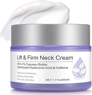Neck Creams for Tightening and Firming-Instant Face Lift Cream with Hyaluronic Acid & Vitamin E for Wrinkle Reduction and Face-Deeply Hydrates Suitable for Neck, All Skin Types, 1.7fl oz