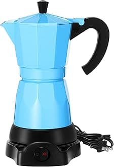 Coffee Pot 6 Cup Electric Espresso Coffee Maker Italian Moka Maker 300ml Portable Aluminum Espresso Machine Cafetera Moka Pot with Detachable Base, Gift for Home Travel(Blue)
