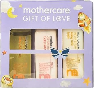 - Mothercare Gift Set for Babies | Baby Gift Box (Pack of 3) | Bath Milk, Lotion, Shampoo 300ml Each & Hair Comb |