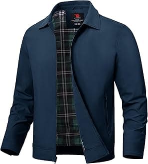 TBMPOY Men's Lightweight Jackets Windbreaker Golf Light Full Zip Up Stylish Work Casual Dress Business with Zip Pockets