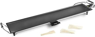 Lewis'sTeppanyaki Grill XL/Electric Grill with Non-Stick Plate, Easy Clean, Anti-Slip, Adjustable Temperature Control, Oil Drip Tray & 8 Spatulas/Cook Meat, Vegetables & Fish / 92cm x 22cm