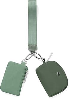 Keychain Wallet Mini Zip Around Wristlet Wallets for Women Detachable Dual Pouch Wristlet Portable Coin Purse Small Wallets