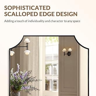 ANDY STAR Matte Black Scalloped Wall Mirror, 22x30 Bathroom Mirror for Wall, Stainless Steel Metal Frame, Decorative Scalloped Vanity Mirror Ideal for Living Room, Bedroom, Entryway and Fireplace