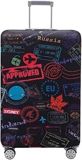 TRAVELKINTRAVEL KIN Luggage Cover Washable Suitcase Protector Anti-scratch Suitcase cover Fits 18-32 Inch Luggage, Go Travel-World, L(26-28inch suitcase), Fashion