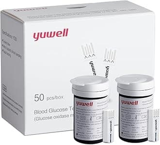 Blood Glucose Test Strips and Lancets x 50pcs (Diabets Test Strips for yuwell Blood Glucose Meter 660 Only)
