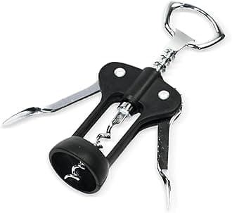 Select Metal Winged Corkscrew, 6.5 inch, Black and Chrome