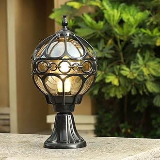 ChaoZan Outdoor Street Lamp/Post Light, Rustic Floor Lamp 230 Volt E27 IP55 Pillar Garden Lighting, Villa Terrace Entrance and Driveway Light (Black)