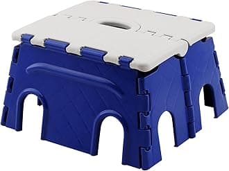 Primelife 7 Inches Super Strong Folding Step Stool for Adults and Kids, Kitchen Stepping Stools, Garden Step Stool (Blue-White)(Prime)