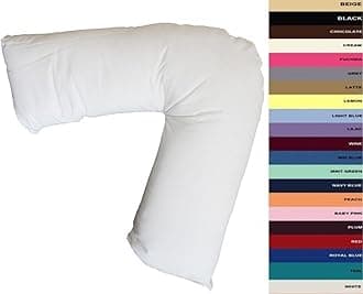 V Shaped Shape Pillow Non Allergenic Orthopaedic Pregnancy Lower Back Support With V Shaped Pillow Case Cases (White)