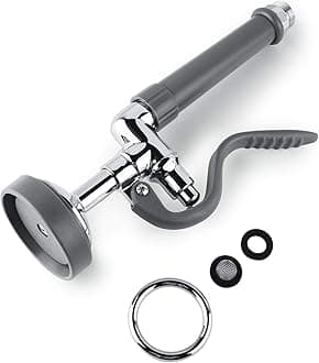 Pre Rinse Sprayer Commercial Sink Sprayer Head Spray Valve,1.42GPM Restaurant Sink Dish Spray with Handle for Commercial Kitchen faucets,Chrome Finished (Grey)