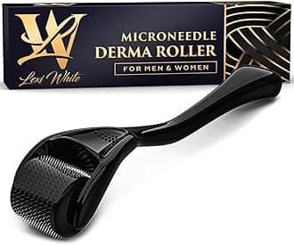 Derma Roller for Skin, Hair & Beard – Women and Men Titanium Microneedling Roller for Face & Scalp, Safe & Easy to Use - Jet Black