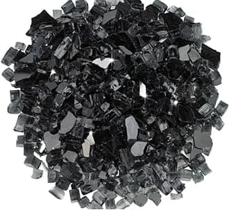 R H LIFESTYLE Crushed Glass/Fire Pits for Resin Art High Luster Fire Glass for Resin Art/Geode Art Fire Pit Crafts Resin Art Aquarium Garden Decoration, Dark Black 6mm/200G