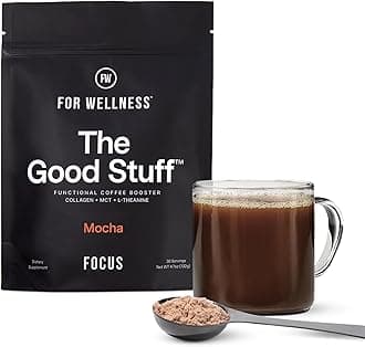 The Good Stuff | Mocha Coffee Booster | Healthy Coffee Creamer for Focus & Energy | Keto, Non-Dairy Creamer Powder with MCT Oil, Collagen & L-Theanine | 30 Servings