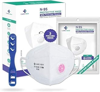 CAREVIEW N95 | FFP2 Model No. CV1221V,Ear Loop With Exhalation Valve Filter(Pack of 3) Protective Face Mask with 6 Layered Filtration