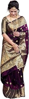 Women's Kanjivaram Soft Semi Silk Banarasi Sarees With Blouse Piece.