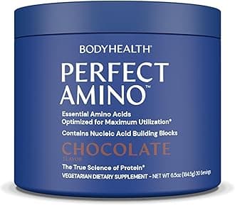BodyHealth PerfectAmino Powder - BCAA and EAA Powder for Pre and Post Workout - Amino Acid Energy Drink for Men and Women to Support Lean Muscle and Recovery - Chocolate - 30 Servings