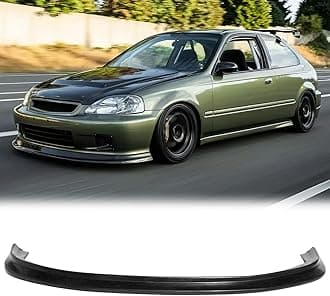 Front Bumper Lip Chin Spoiler, Compatible with 1999-2000 Honda Civic, MDP Style PU Front Lower Splitter Protector, Unpainted Black, 1PC