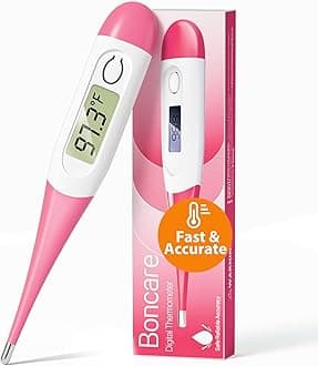 Boncare 10 Seconds Oral Thermometer for Adults and Kids - Accurate & Safe Rectal Thermometer for Baby with Fever Alarm, Digital Thermometer (Pink)