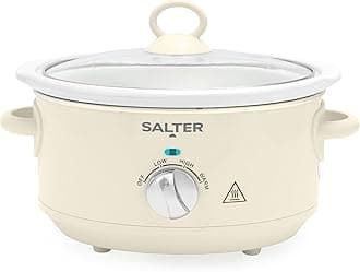 Retro Cream 3.5L Slow Cooker – 3 Heat Settings & Keep Warm, Dishwasher Safe Ceramic Pot, Tempered Glass Lid, Cool Touch Handles, Family Cooking, Stews, Casseroles, Curries, 200W