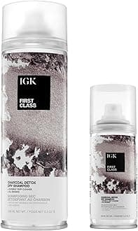 IGK First Class Charcoal Detox Dry Shampoo Bundle | Deep Cleansing For Oily Hair & Odor Absorbing | Adds Volume & Texture | For All Hair Types | 6.3 oz + 2 oz