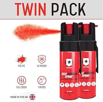 Self Defence Spray ARMND Criminal Identifier Spray TWIN PACK for Personal Protection - UK Legal Pepper Spray Alternative for Men & Women with UV Marking & Belt Clip 15ml