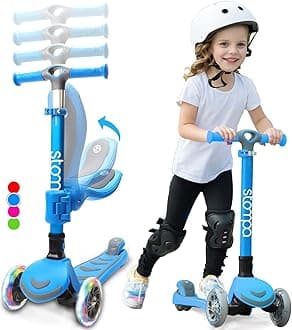 Kinder Roller 3 Jahre fr Mdchen Jungen, Faltbar Kinderroller 3 Rder LED Blitzlicht, 4 Hhenverstellbarer, Scooter Kleinkind mit Sitz Rutsche Tretroller, Kinderscooter Alter 3-8