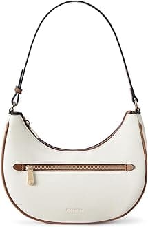 BOSTANTEN Small Crescent Shoulder Bag for Women Vegan Leather Purses Cute Handbag with Front Zip Pocket