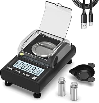 Milligram Scale with USB Cable, Reloading Scale 50g x 0.001g, Digital Jewelry MG Powder Scale with 50g Calibration Weight, Tweezers, 2 Weighing Pans, Large LCD Screen, MAGEEK mg Scale