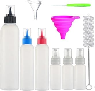 Writer Bottles for Cookies Cake Decorating Coloring Icing Arts & Crafts, Applicator Squeeze Bottle 1oz 2oz 4oz with Funnel Brush 8PCS Set