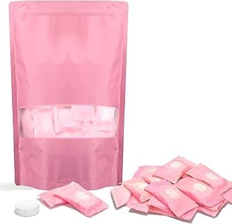 Classycoo Compressed Towel 100 Pack Mini Tablets Disposable Portable Face Towel Cotton Coin Tissue for Travel, Camping, Hiking, Sport, Beauty Salon, Home Hand Wipes and Other Outdoor Activities Pink