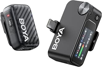 BOYA BOYAMIC 2 Wireless Microphones for iPhone 15-16/Android/Camera/PC, AI Noise Cancellation, 48KHz 24Bit, 32-bit Float Internal Recording, 984ft Range, AMOLED Touchscreen for Vlog Streaming(1TX+1RX)