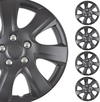 4-Pack Premium 16 Inch Rim Wheel Cover Hubcaps for Cars Trucks SUVs Vans, Direct OEM Replacement Universal Fit Snap-On ABS Hubcaps 16 inch Wheel Covers - Set of 4 Hub Caps - 7-Spokes Matte Black