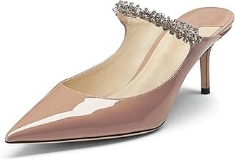 MIRAAZZURRAMIRAAZZURRA Women Heeled Mules Rhinestone Strappy Pointed Toe Mules Stiletto High Heels Slip On Bridal Sandals for Women