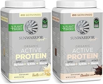 Chocolate & Vanilla Active Organic Protein Powder Set | Bundle & Save | Vegan Protein Powder | Non-GMO Soy Dairy & Gluten Free (20 Servings Vanilla, 20 Servings Chocolate)