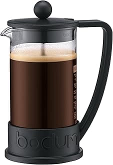 Bodum 12oz Brazil French Press Coffee Maker, High-Heat Borosilicate Glass, Black - Made in Portugal