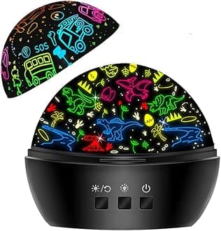 Night Light for Kids,Dinosaur Night Light Projector for Kids Toddler Boys,2 in 1 Toys for 3-8 Year Old Boys,Chirstmas Xmax Birthday Gifts for Children,Baby Toys Stocking Stuffer-Light Black
