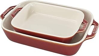Ceramics Rectangular Baking Dish Set, 2-piece, Rustic Red