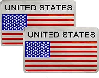 3D Aluminum Alloy American US Flag Decal, 2 PCS 3" X 2" Patriotic Stars Stripe USA Flag Car Stickers for Laptop/Car/Truck/Window/Bumper (Red3)