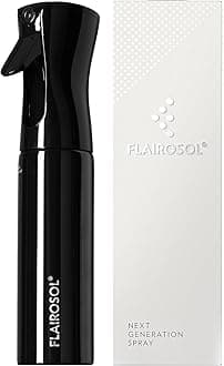 FLAIROSOL 300 ML Continuous Ultra Fine Mist Spray Bottle, Black Bottle - White Print, 10.1 Ounces, Modern
