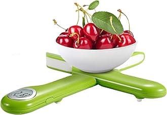 CAMRY Kitchen Scale, Travel Food Scale, Digital Folding Weighing Scales, Portable Kitchen Scales for Camping Motorhome,11lb/5kg Units in g/lb:oz, Round LCD Display(Green)