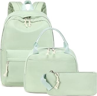 Teen Girls School Backpack Kids Bookbag Set with Lunch Box Pencil Case Travel Laptop Backpack Casual Daypacks (Green set -3)