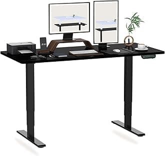 FLEXISPOTE6 MAX 140x80 Electric Standing Desk with USB Dual Motors 3 Stage One Piece Height Adjustable Sit Stand Up with Memory Smart Panel(Black Frame+Black Top)