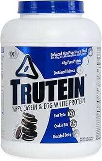 Body Nutrition Trutein High Protein Powder: 45% Whey, 45% Casein, 10% Egg White Protein Shake Mix, Low Sodium, Low Carb Protein Supplement Powder for Men & Women, Cookies & Cream, 4lb