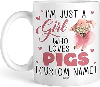 CUBICER Personalized White Ceramic Coffee Mug Mugs Pig Cups For Girls Women Kids Teens Friends On Birthday Holiday Party Customized Name Animal Novelty Tea Cups With Funny Sayings 11 and 15 oz