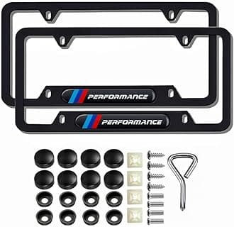 2 Pcs Black License Plate Frames Metal Aluminum Material 4 Holes License Plate Covers Screw Caps Cover Set Compatible with 1 2 3 4 5 Series X1 X3 X5 X6 X7 Series M2 M3 M4 M5 M6 Series E90 E91.etc