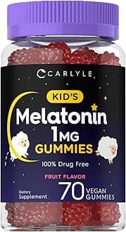 Kids Melatonin Gummies | 1 mg 70 Count | Fruit Flavor Gummy | Vegan, Non-GMO, Gluten Free